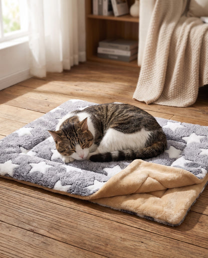 Reversible Flannel Pet Mat and Blanket, in use at home