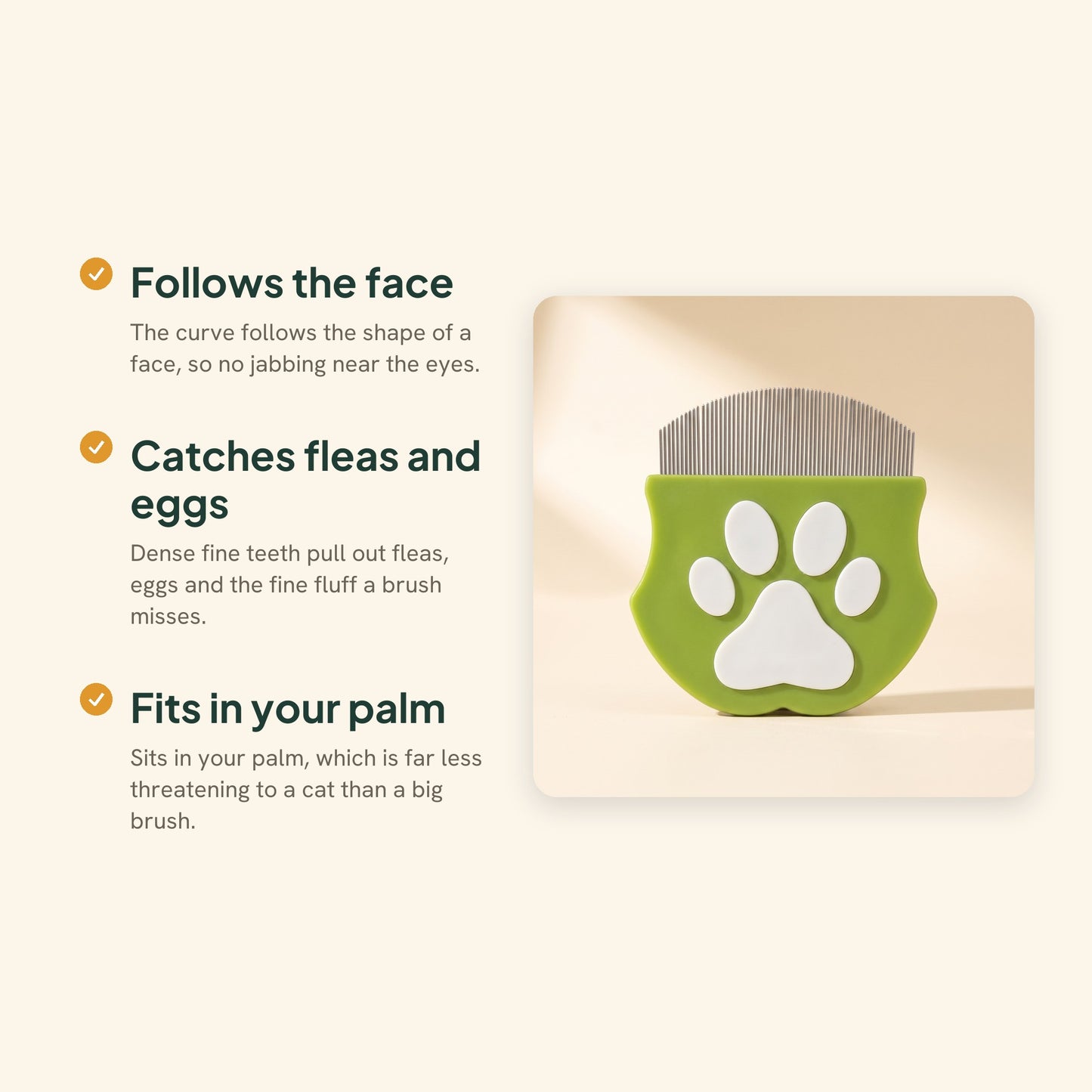 Curved Fine-Tooth Flea Comb, key benefits