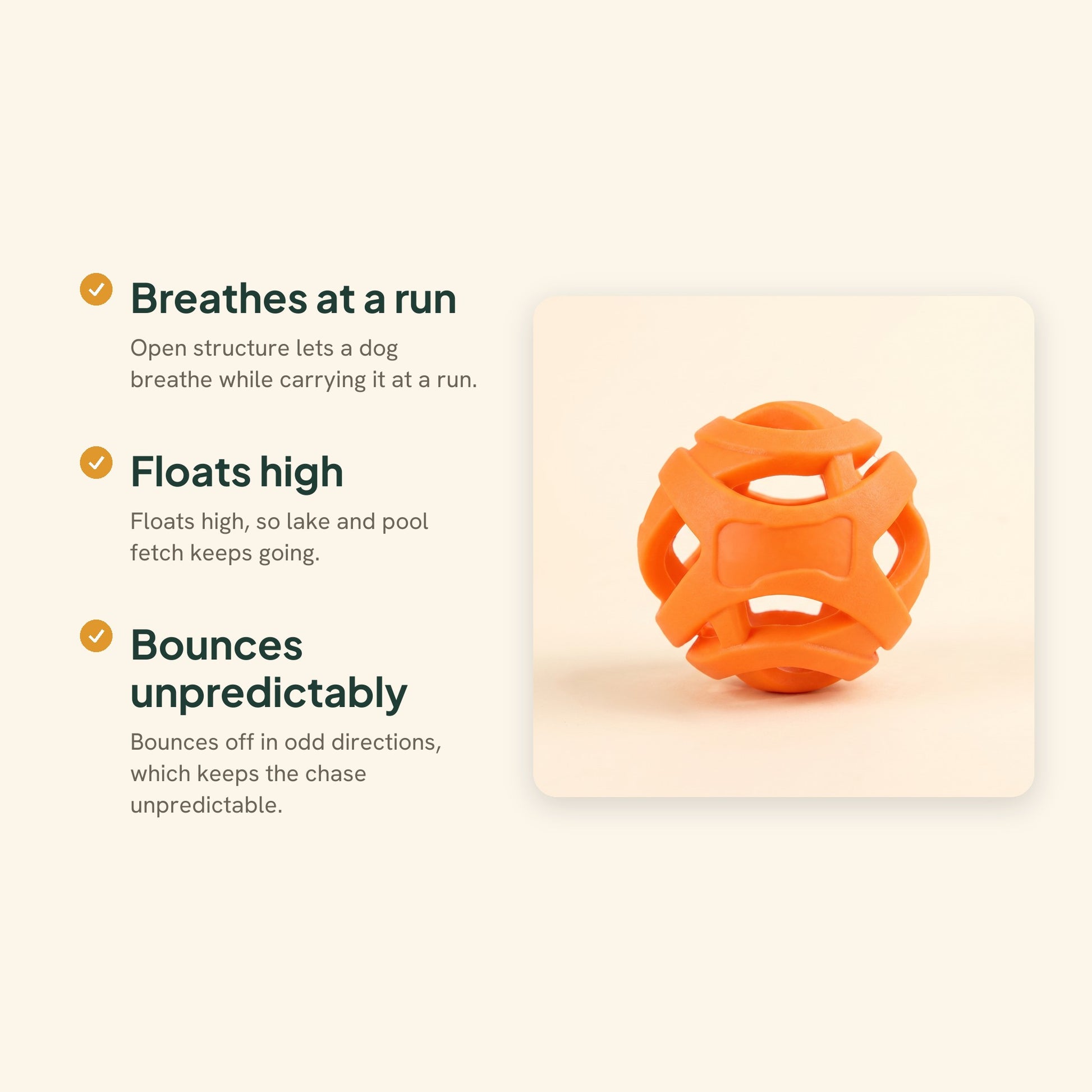 Hollow Rubber Fetch Ball, Floats, key benefits