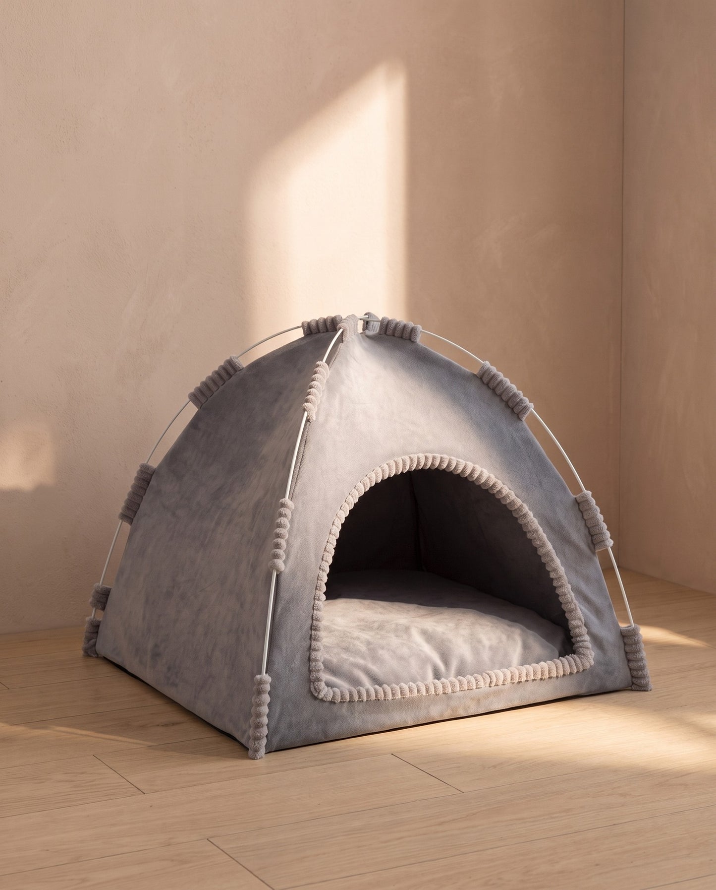 Foldable Cat Tent House, styled in a home setting