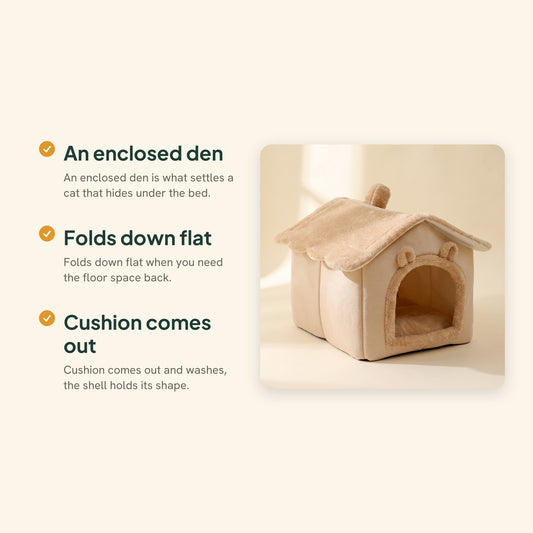 House-Shaped Plush Cat Cave Bed, key benefits