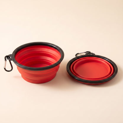 Collapsible Silicone Travel Bowl - red