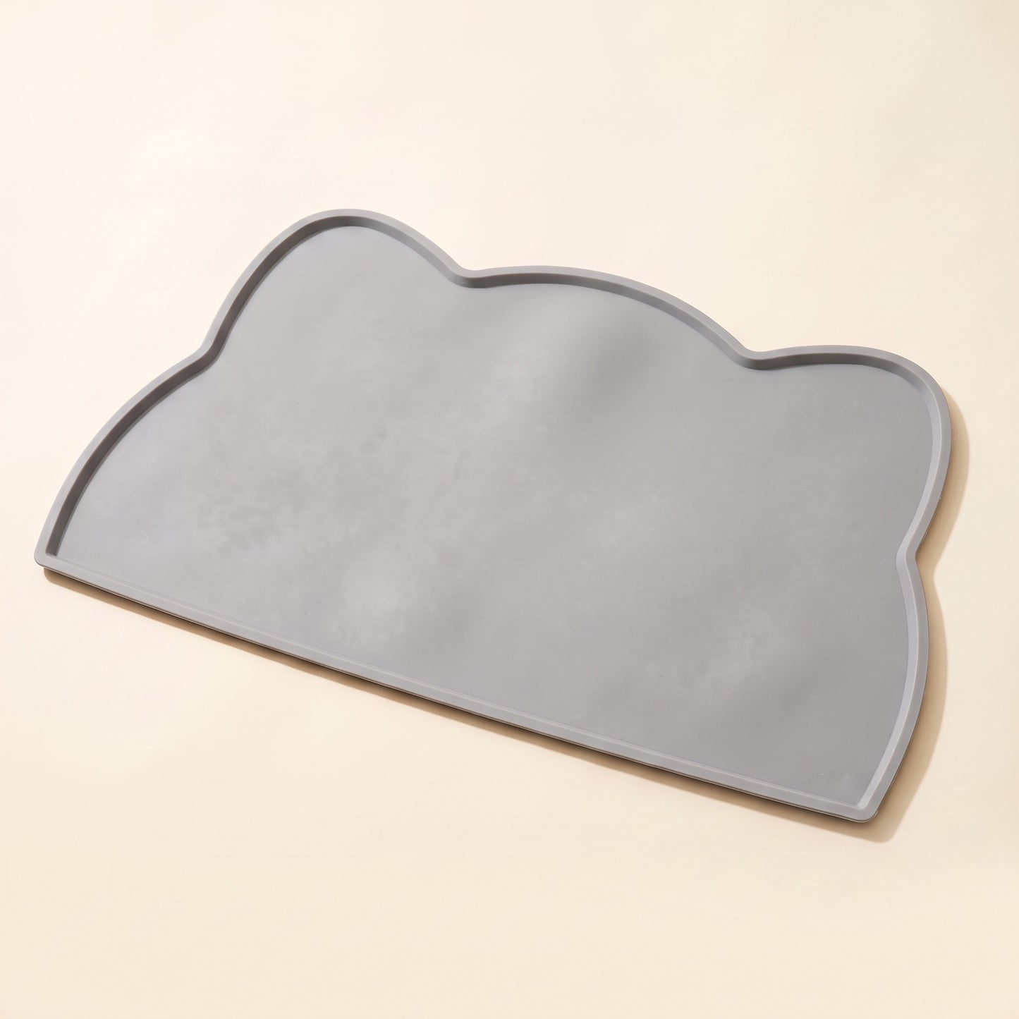 Silicone Feeding Mat with Raised Lip in Grey