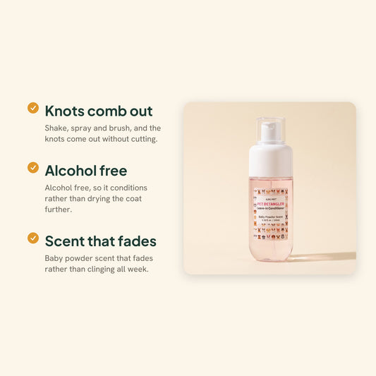 Baby Powder Detangler Spray for Dogs and Cats, key benefits
