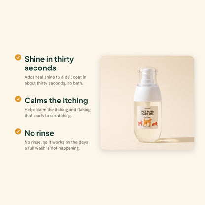 Pet Hair Care Oil Spray, Coconut, key benefits