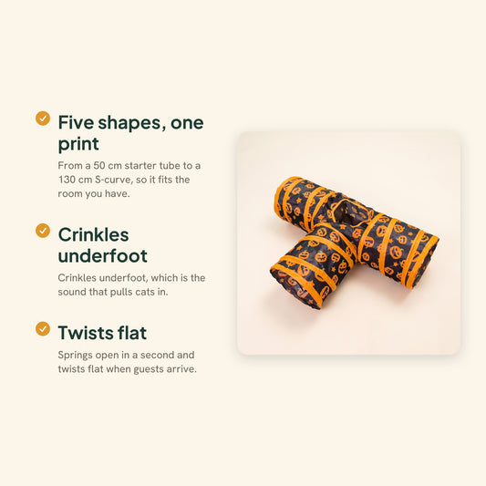 Pumpkin Print Cat Play Tunnel, key benefits