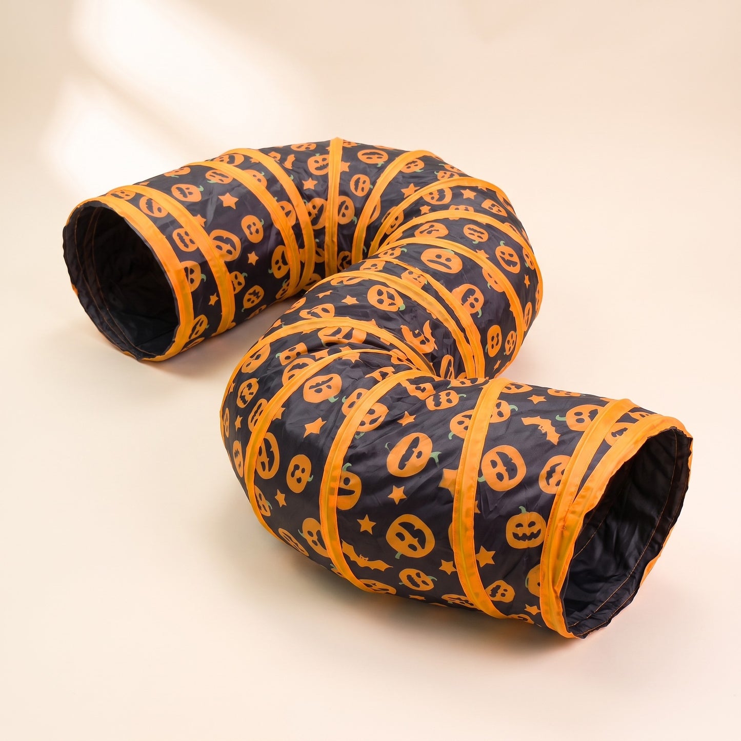 Three-Way Cat Play Tunnel, Pumpkin Print - s