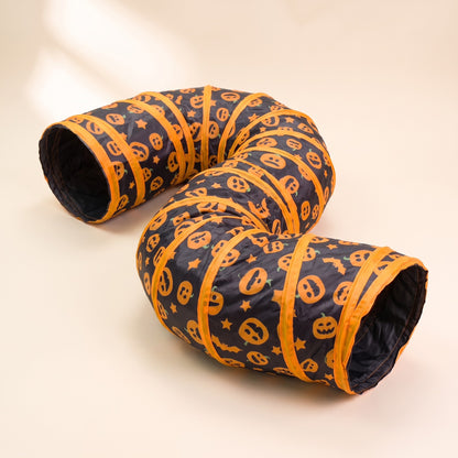 Three-Way Cat Play Tunnel, Pumpkin Print - s