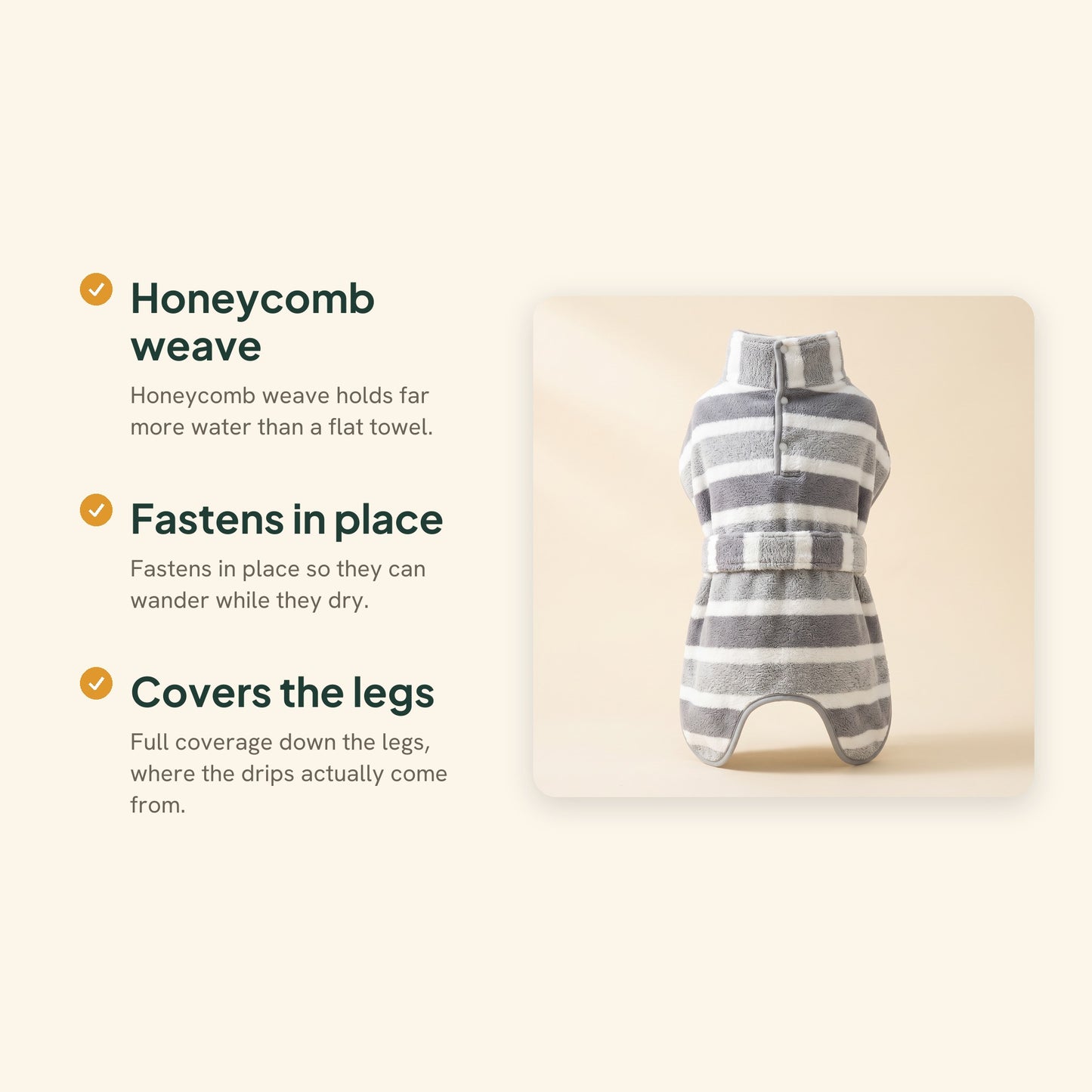 Striped Microfiber Dog Bathrobe, key benefits