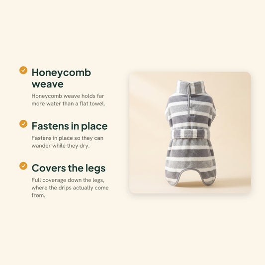 Striped Microfiber Dog Bathrobe, key benefits