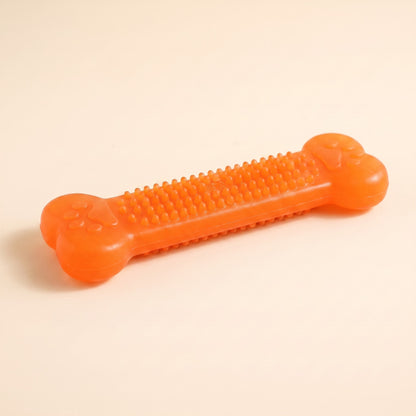 Textured Rubber Bone Chew Toy - orange