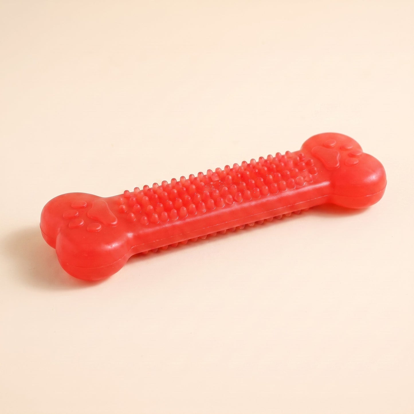 Textured Rubber Bone Chew Toy - red
