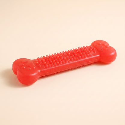 Textured Rubber Bone Chew Toy - red