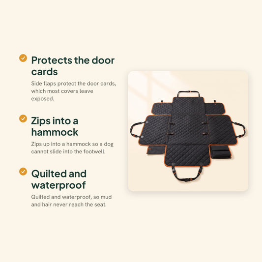 Waterproof Quilted Car Hammock with Side Flaps, key benefits