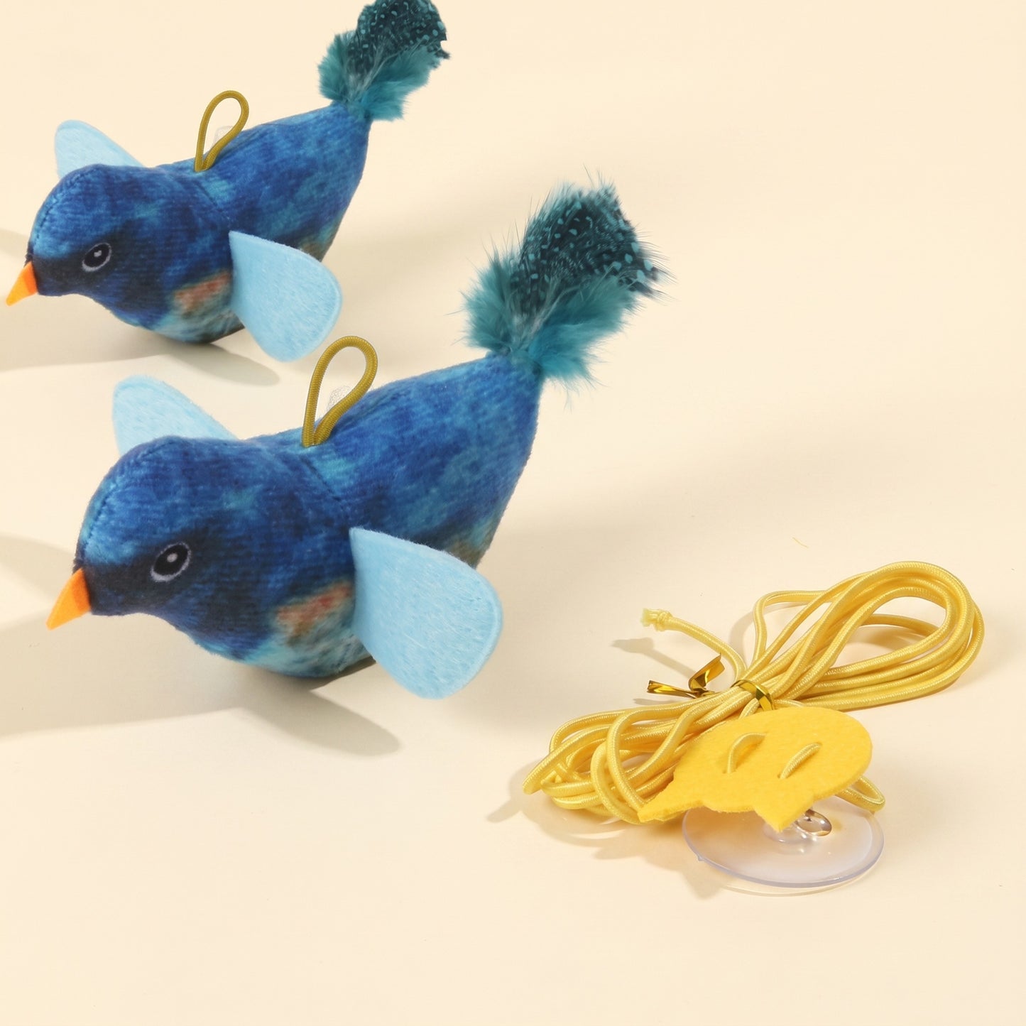 Chirping Feather Bird Cat Toys, var blue 2