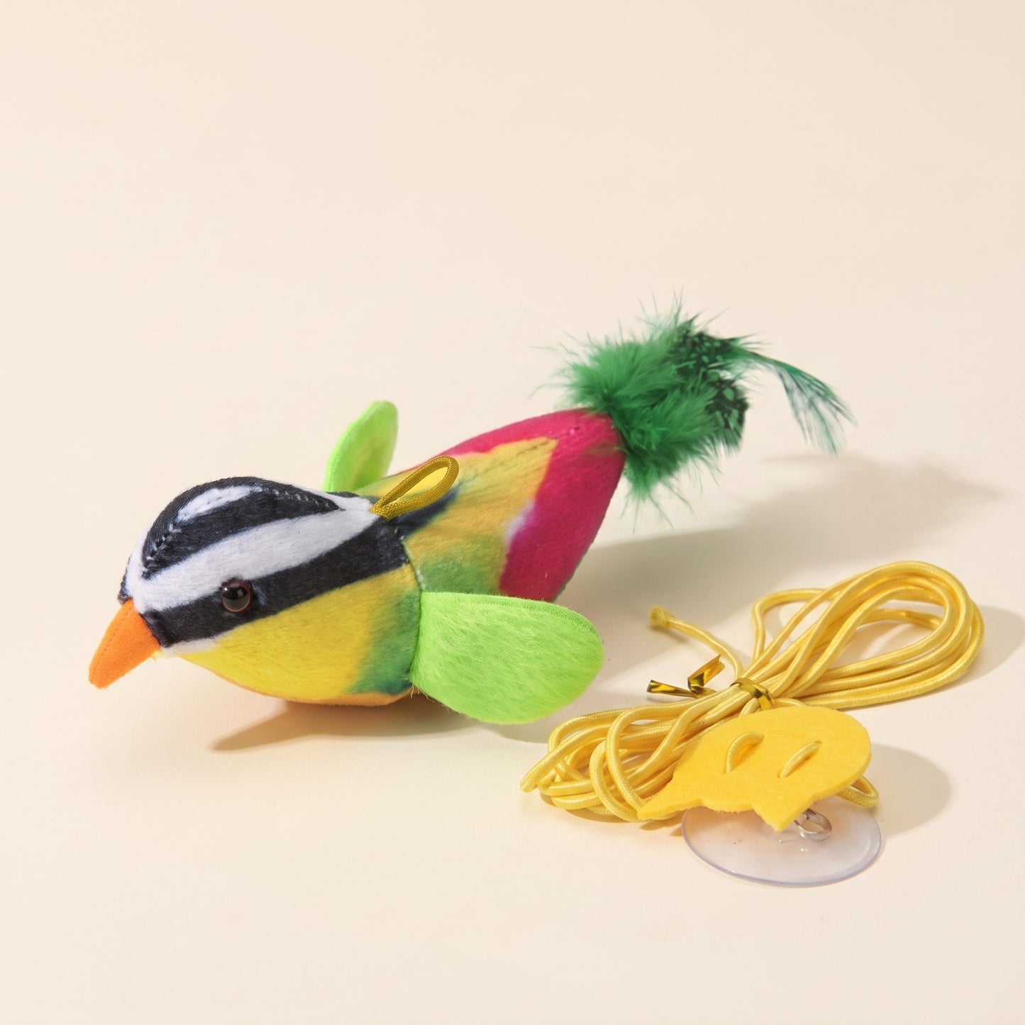 Chirping Feather Bird Cat Toys, var green 1