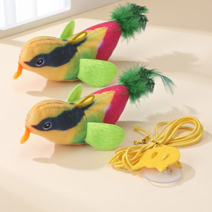 Chirping Feather Bird Cat Toys, var green 2
