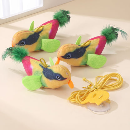 Chirping Feather Bird Cat Toys, var green 3