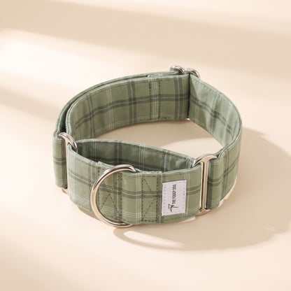 Patterned Cotton Martingale Collar - green-plaid