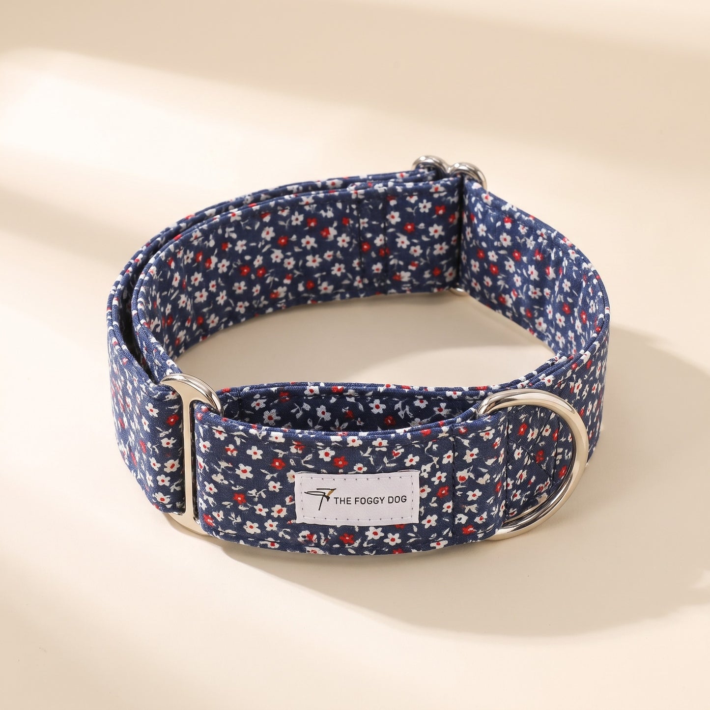 Patterned Cotton Martingale Collar - navy-floral