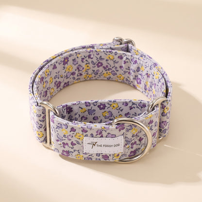 Patterned Cotton Martingale Collar - purple-floral