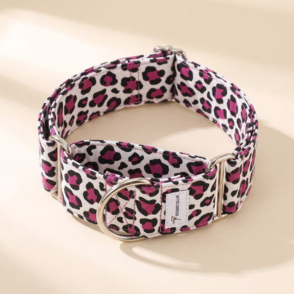 Patterned Cotton Martingale Collar - purple-leopard