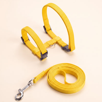 Adjustable Cat Halter Harness and Leash - yellow