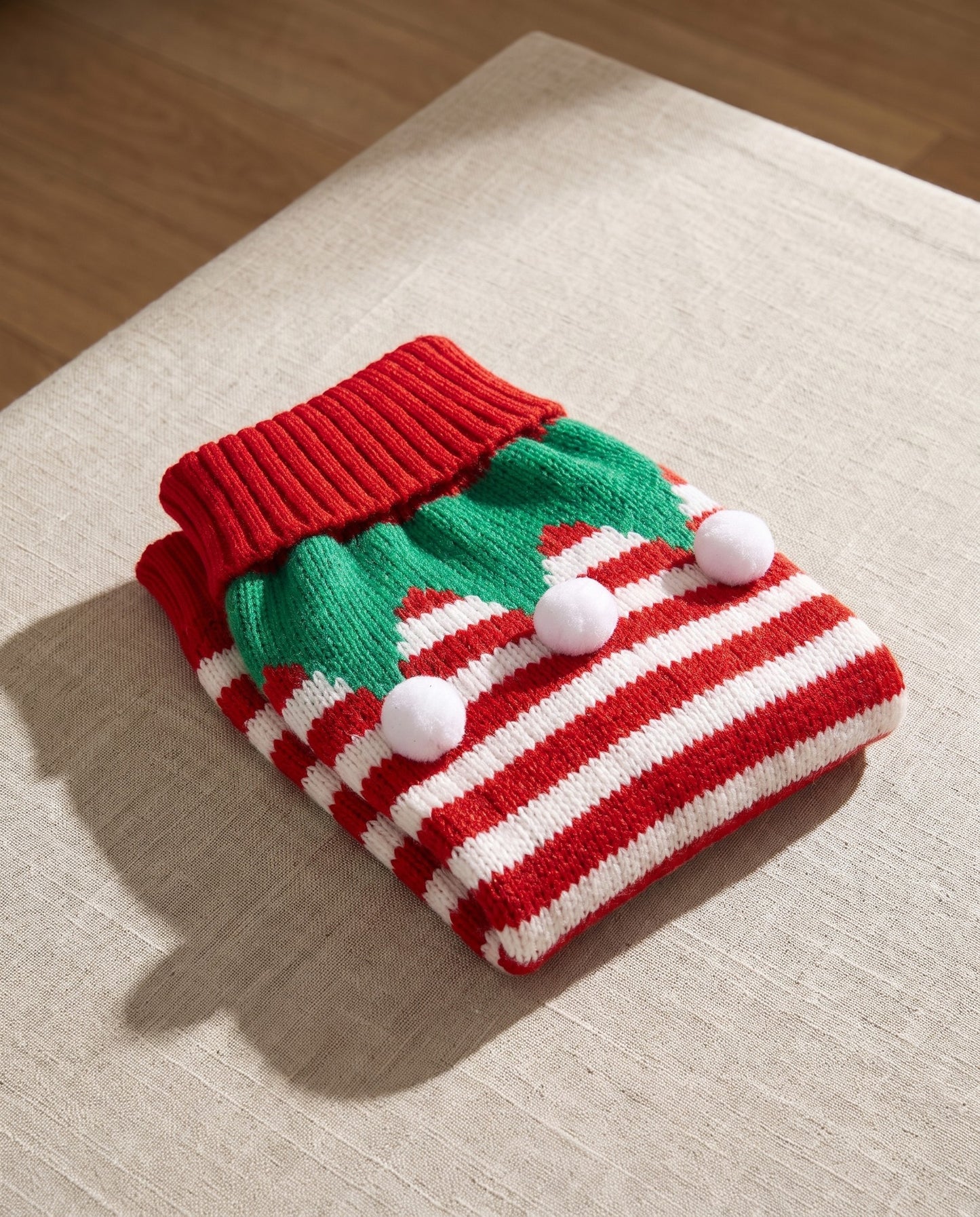 Knitted Christmas Jumper for Dogs and Cats, styled in a home setting
