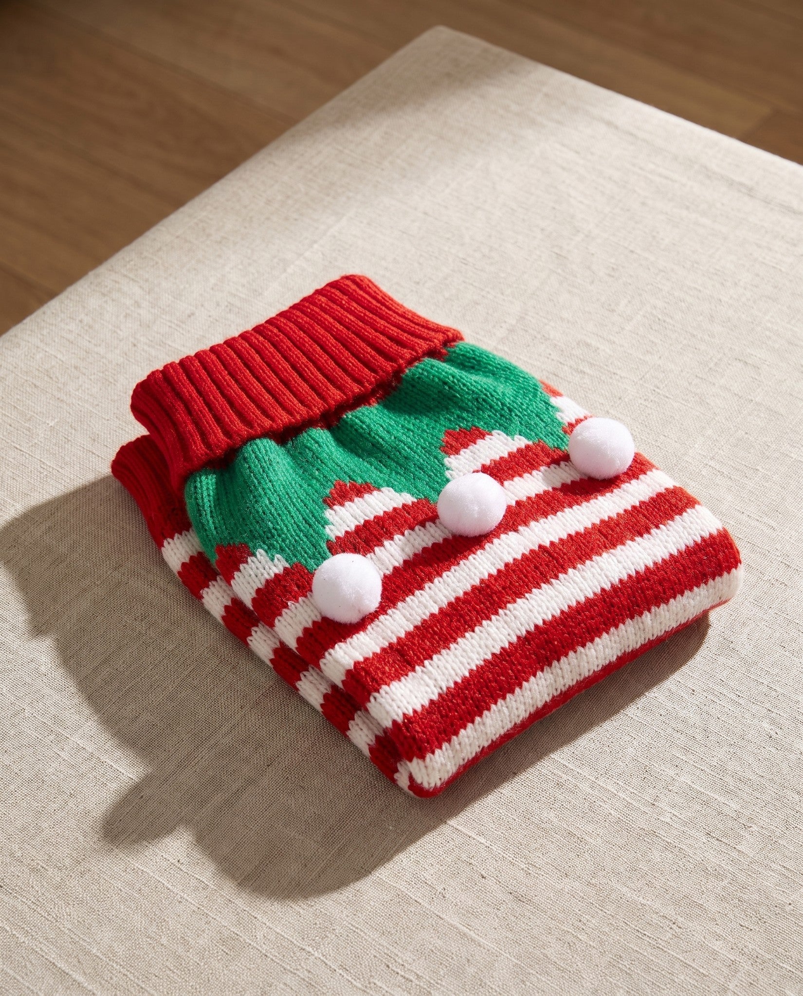 Knitted Christmas Jumper for Dogs and Cats, styled in a home setting