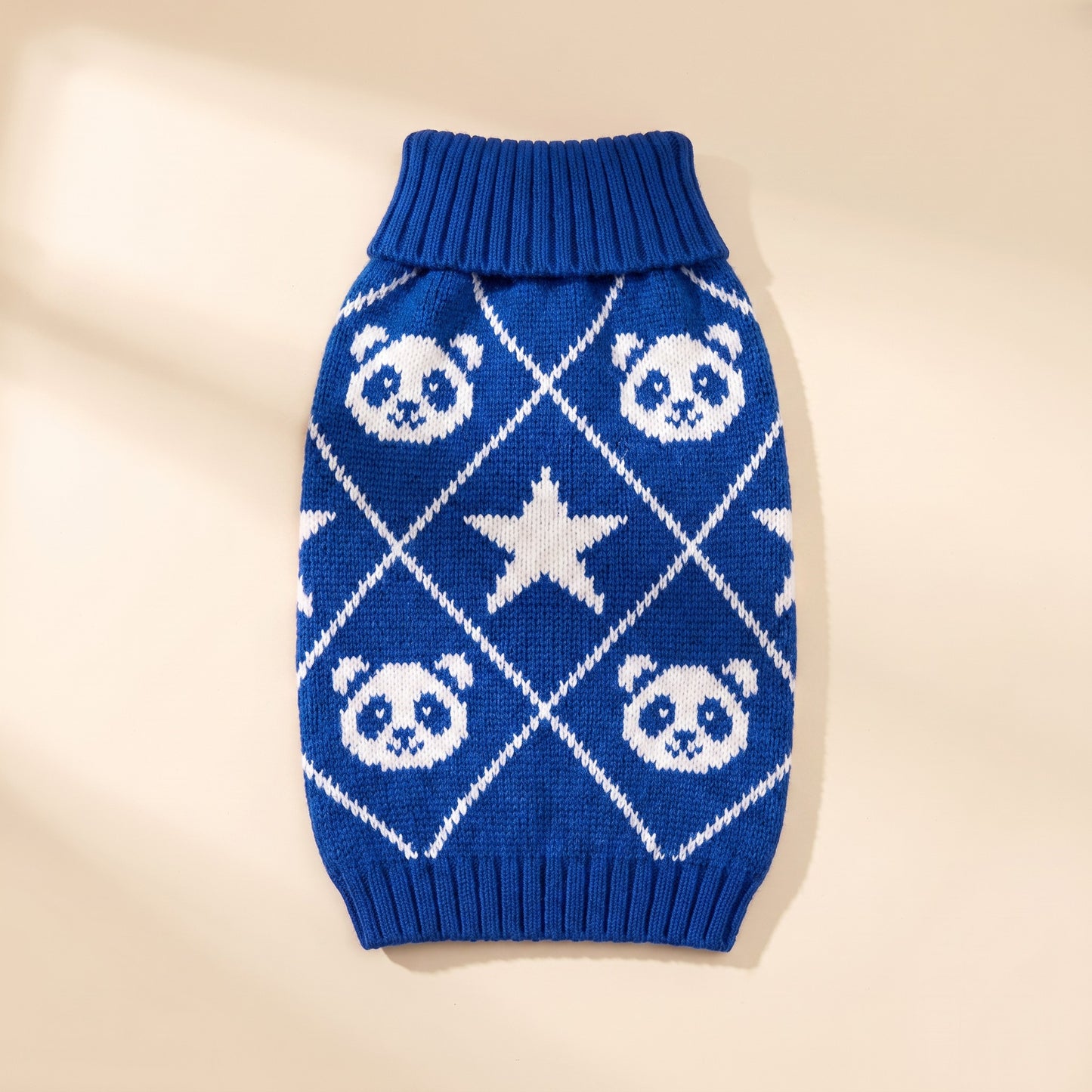 Knitted Christmas Jumper for Dogs and Cats in Blue Panda
