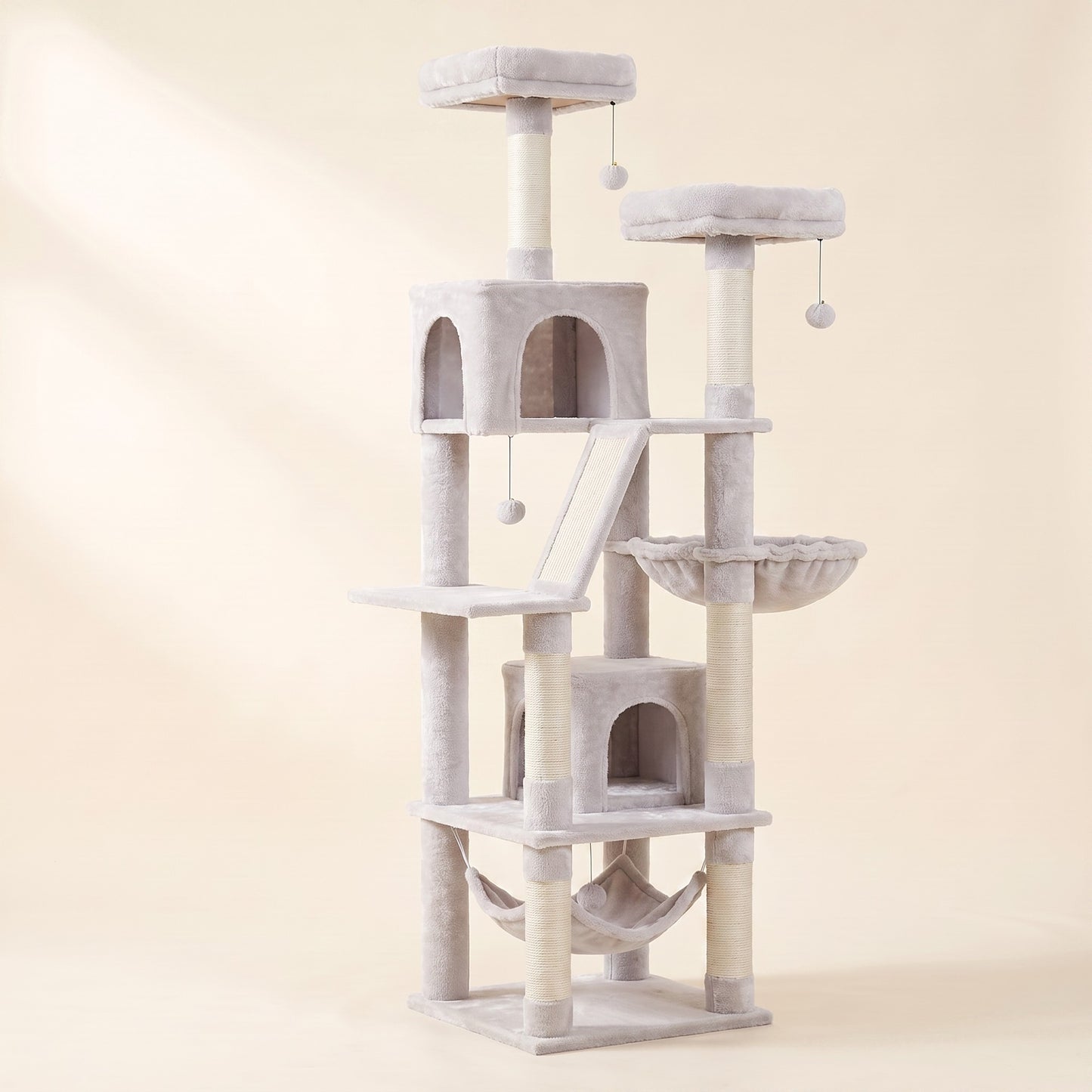 Large Multi-Level Cat Tree with Hammock in K02-Light Grey