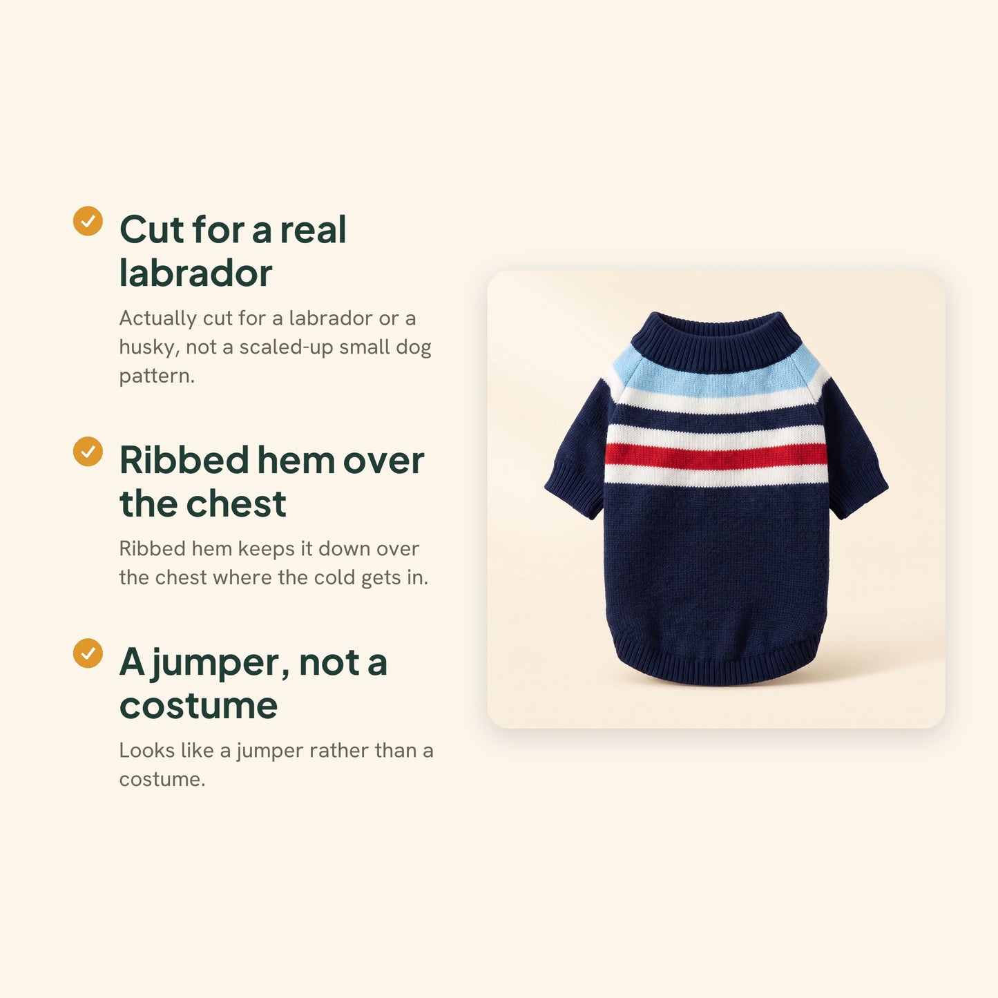 Striped Knit Jumper for Large Dogs, key benefits