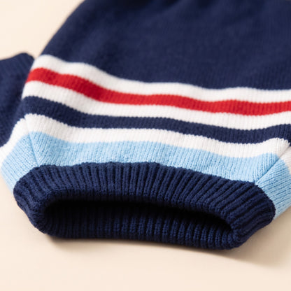 Striped Knit Jumper for Large Dogs, close-up detail