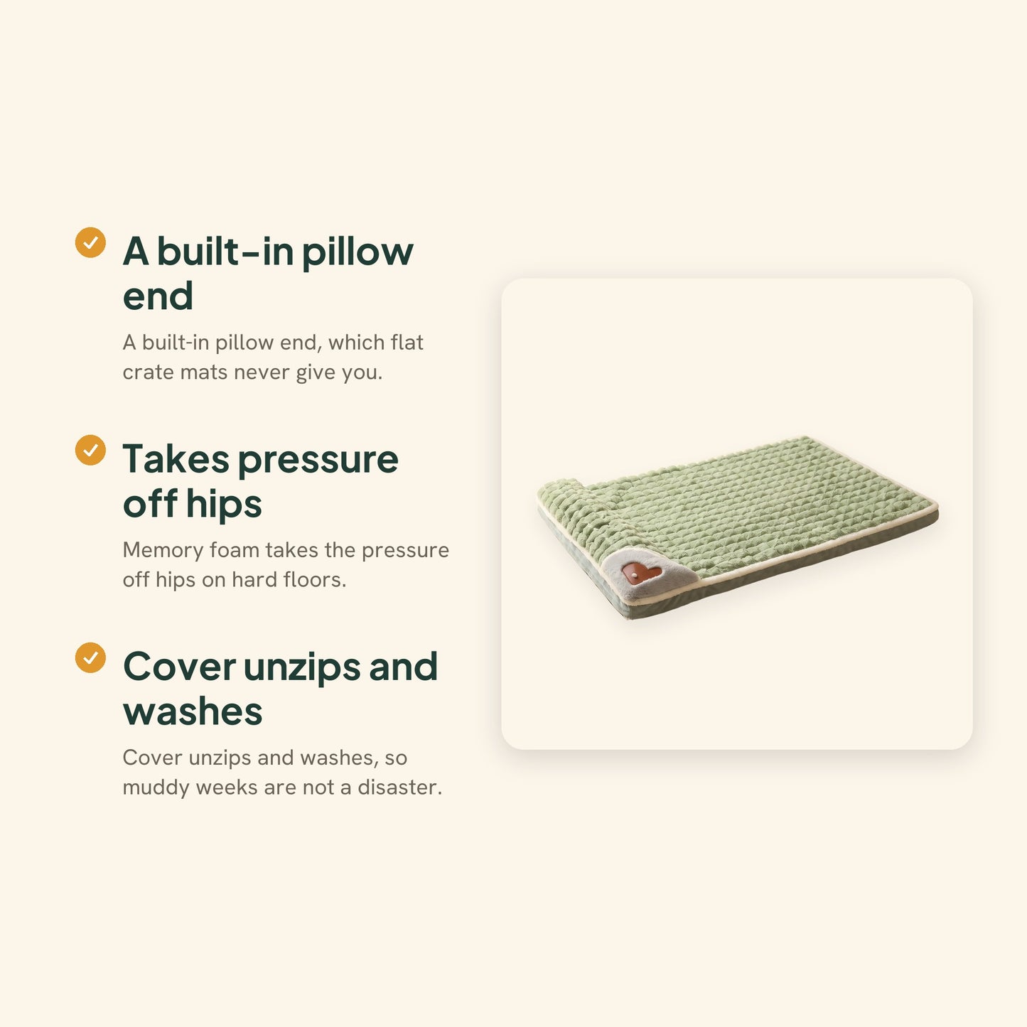 Memory Foam Mat with Pillow End, key benefits