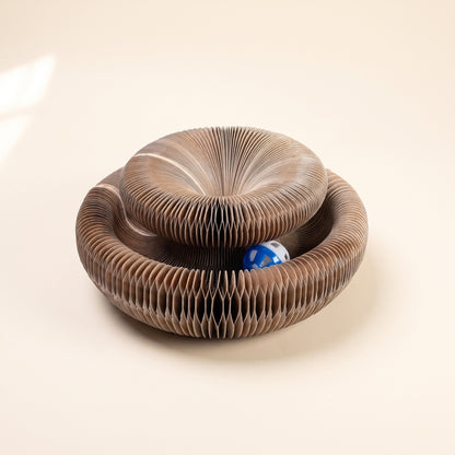 Folding Cardboard Cat Scratcher with Ball Track