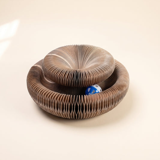 Folding Cardboard Cat Scratcher with Ball Track