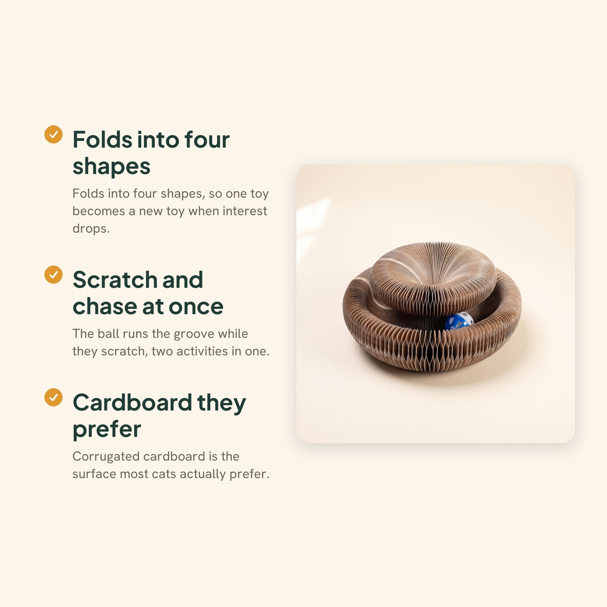 Folding Cardboard Cat Scratcher with Ball Track, key benefits
