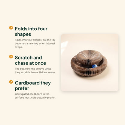 Folding Cardboard Cat Scratcher with Ball Track, key benefits