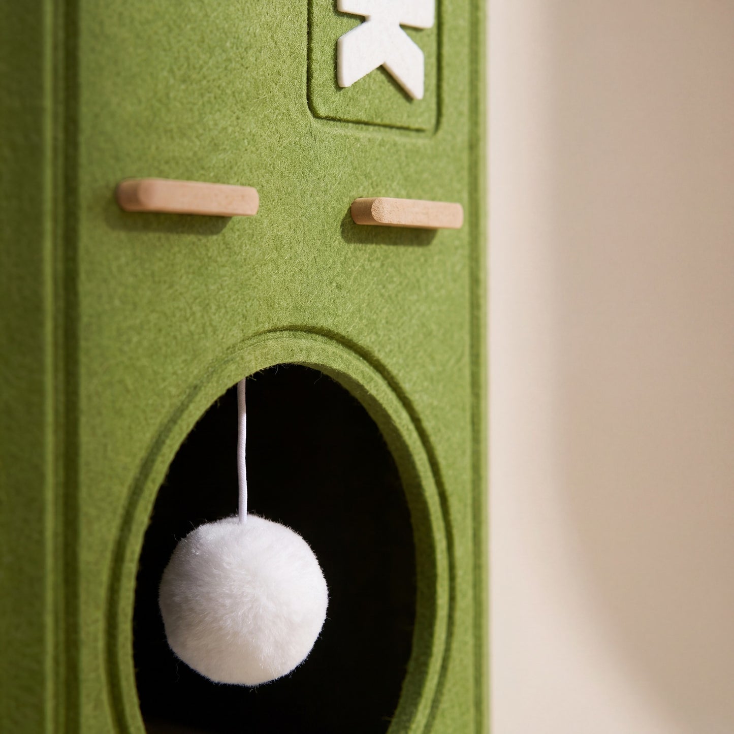 Multi-Level Felt Cat Tower, close-up detail