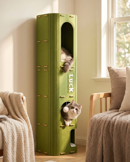 Multi-Level Felt Cat Tower, in use at home