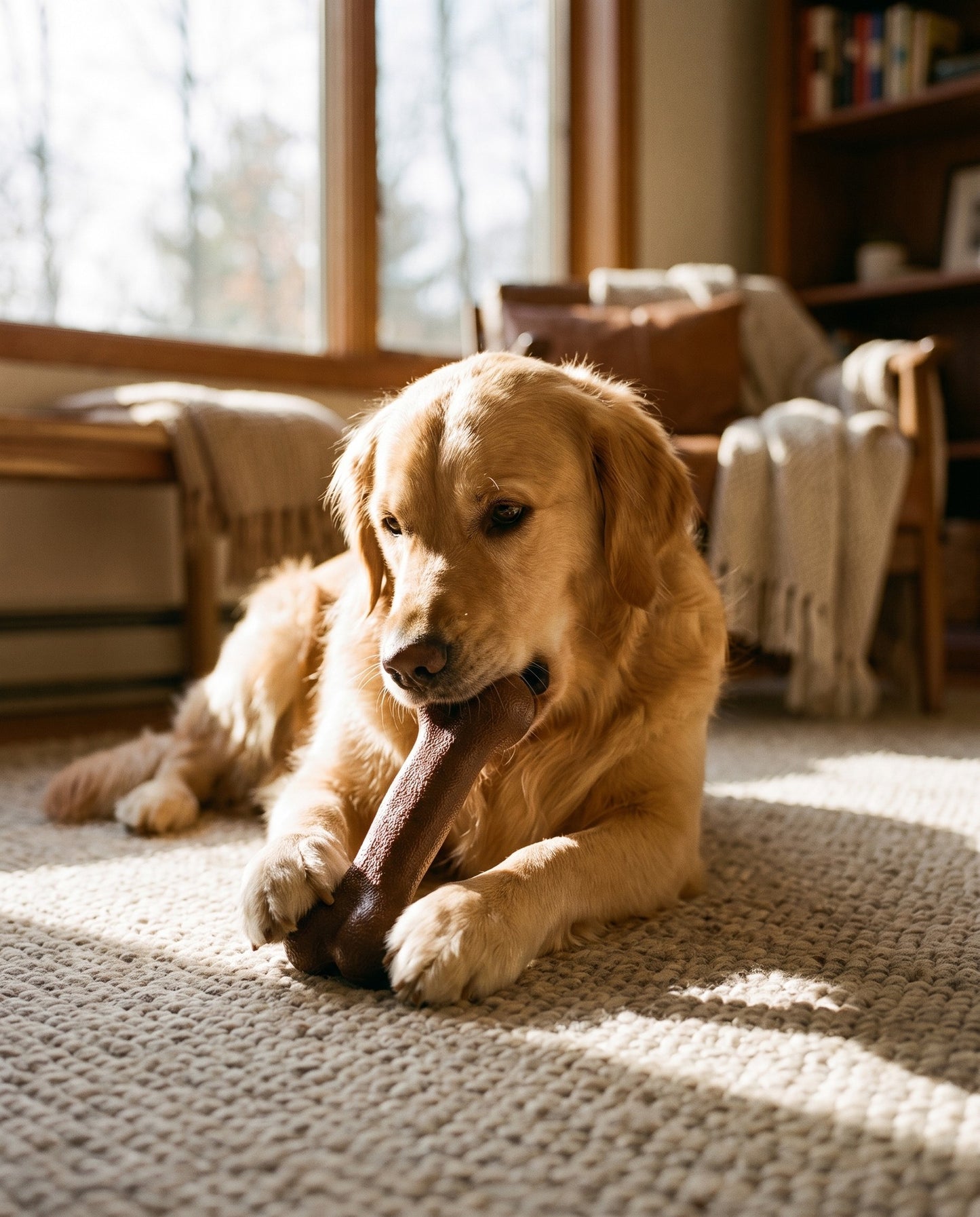 Nylon Bone Chew Toy for Aggressive Chewers, in use at home