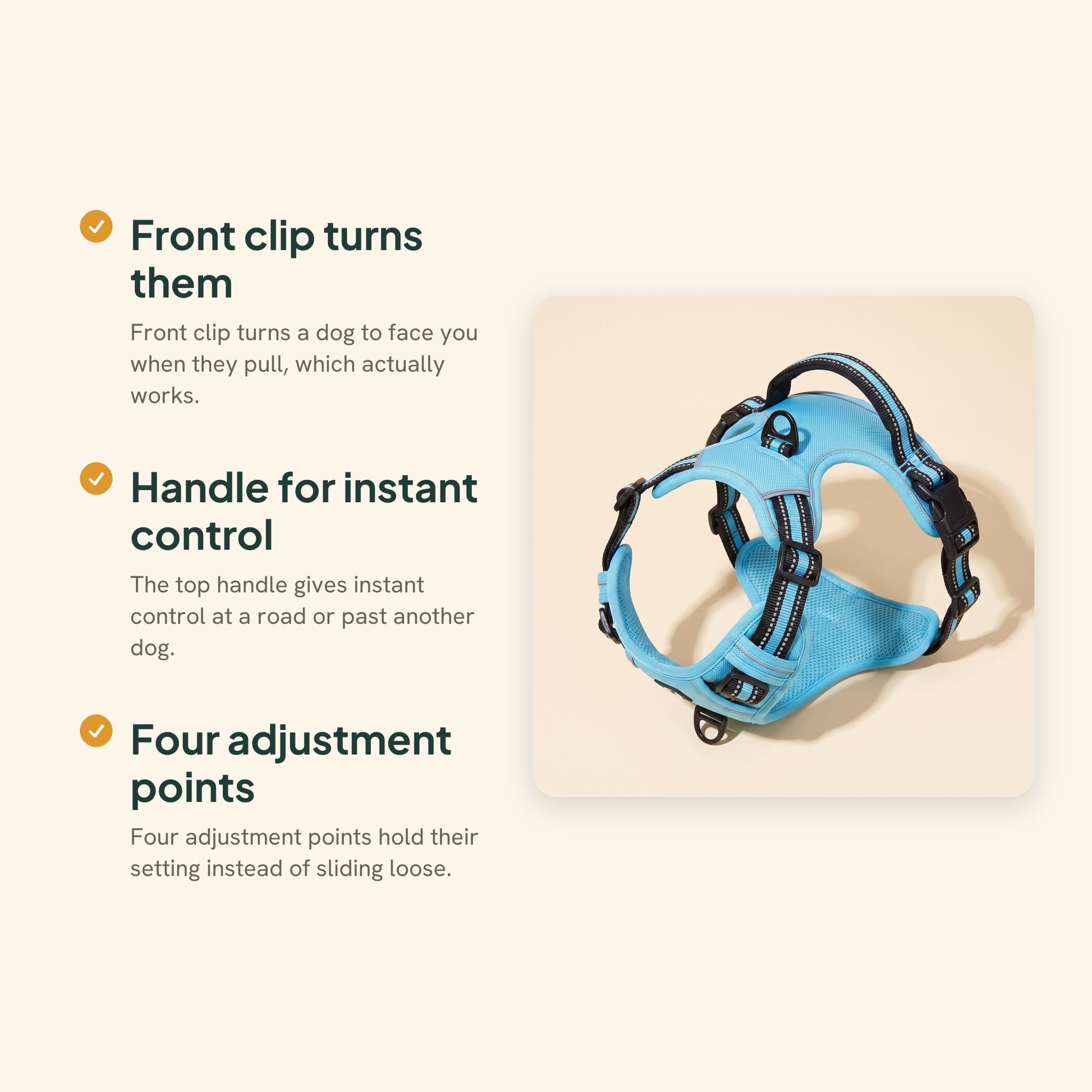 No-Pull Dog Harness with Control Handle, key benefits