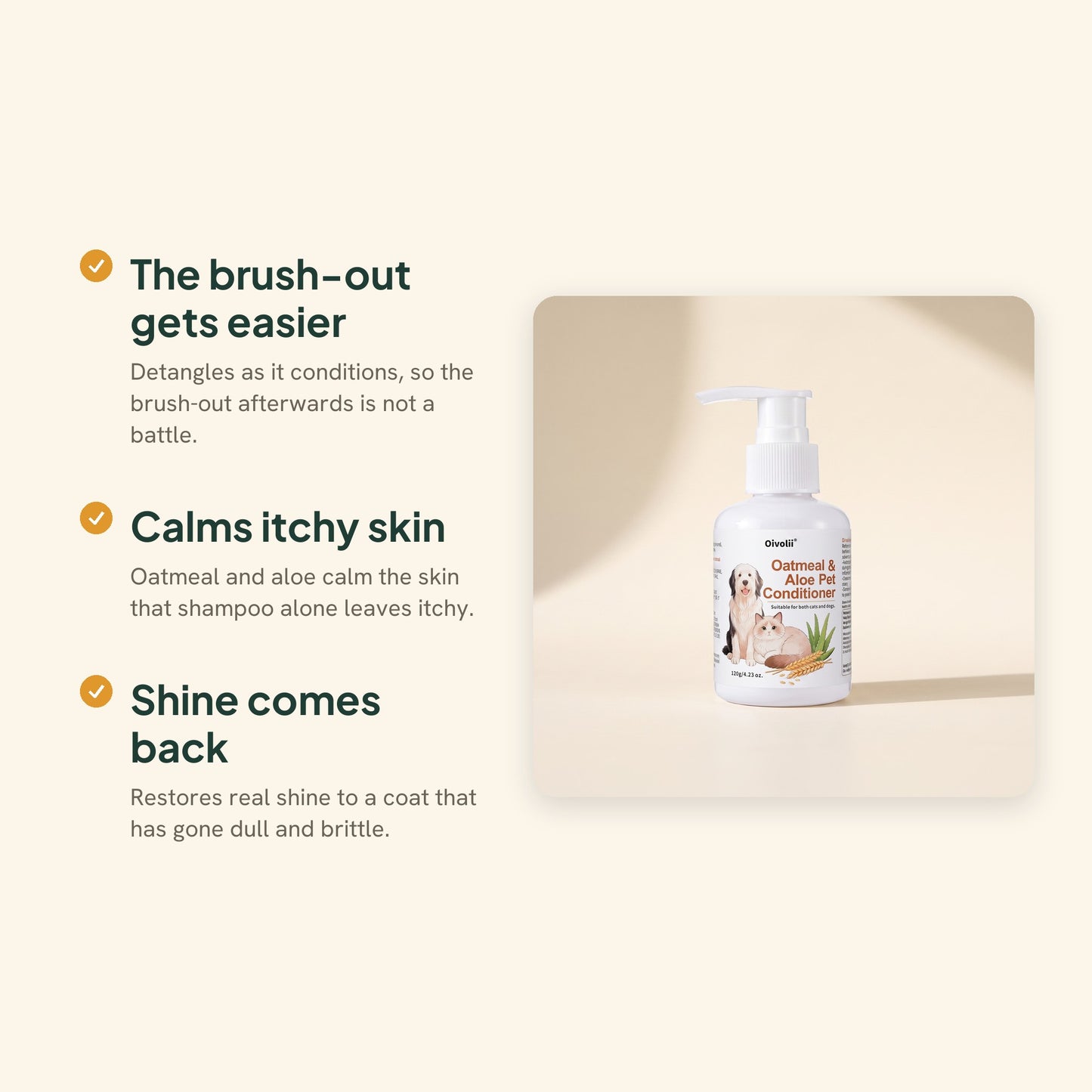 Oatmeal and Aloe Pet Conditioner, key benefits
