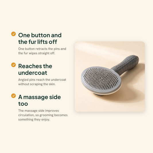 Self-Cleaning Slicker Brush, One-Click, key benefits