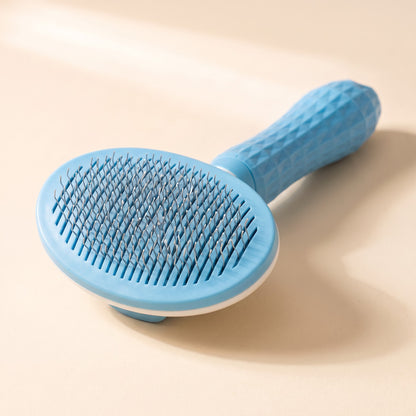 Self-Cleaning Slicker Brush, One-Click - blue