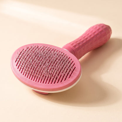 Self-Cleaning Slicker Brush, One-Click - pink