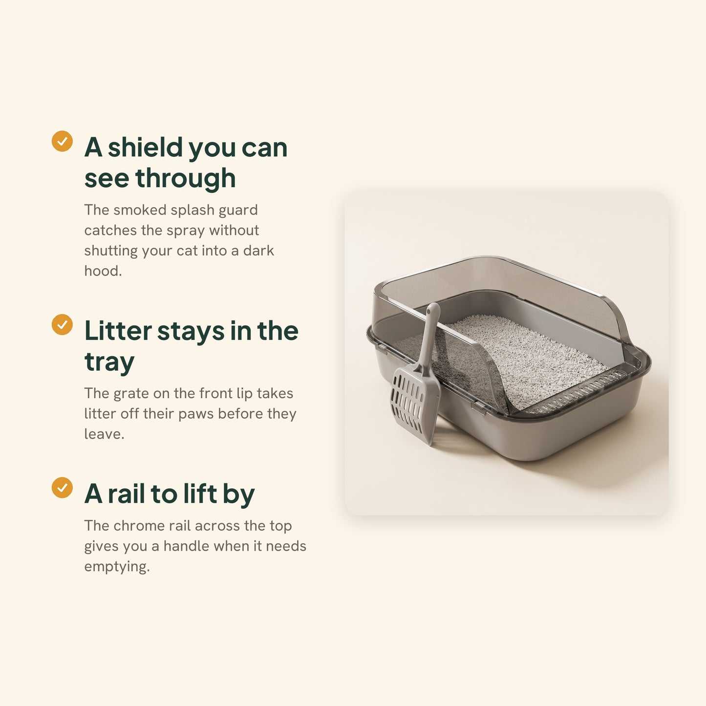 High-Sided Semi-Enclosed Litter Tray, key benefits