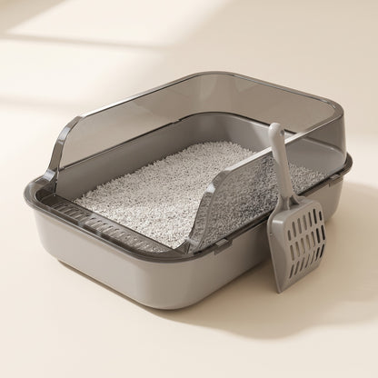 High-Sided Semi-Enclosed Litter Tray, colour gray