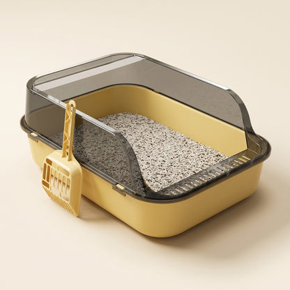 High-Sided Semi-Enclosed Litter Tray, colour yellow