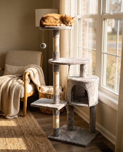 Cat Tree with Condo and Top Perch, in use at home